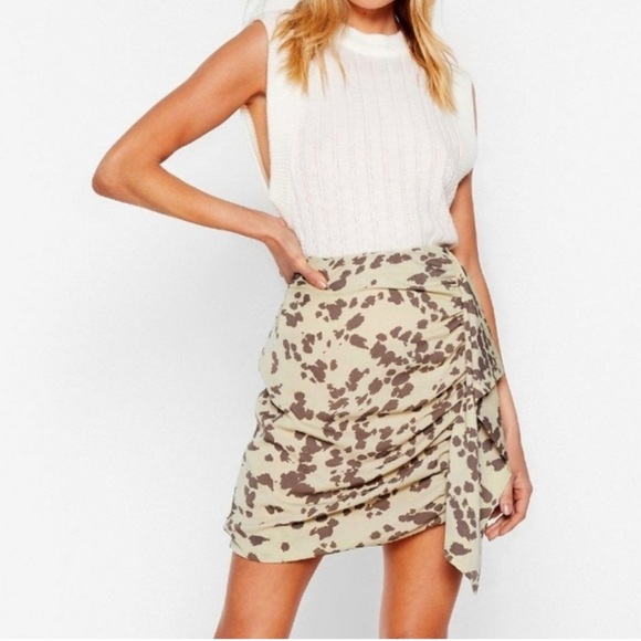 Nasty Gal Dresses & Skirts - Nasty Gal Cow Print Ruffle Miniskirt Size 0